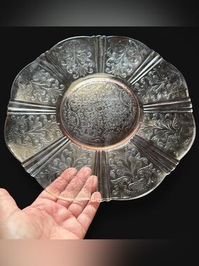 c1930 Macbeth Evans Glass American Sweetheart Large Pink 11.75 in Platter Plate